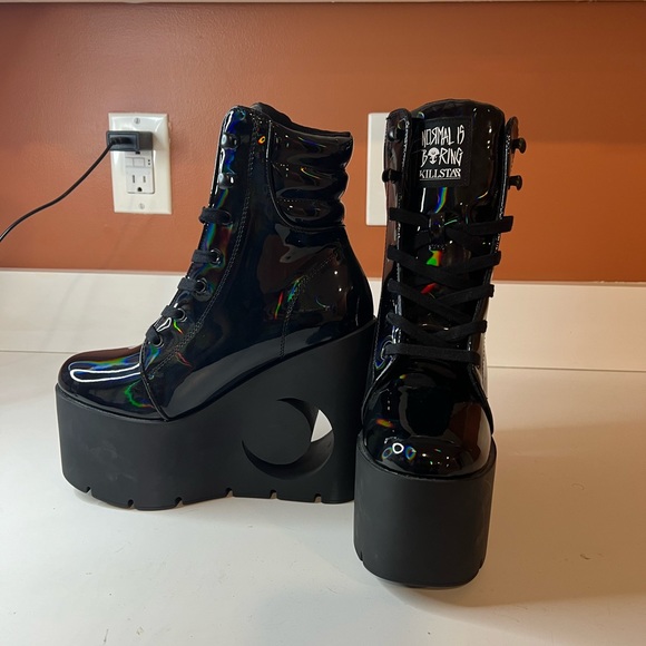 Killstar Diana Crescent Wedge Boots, Size 6, EUC, no original box - Picture 2 of 5